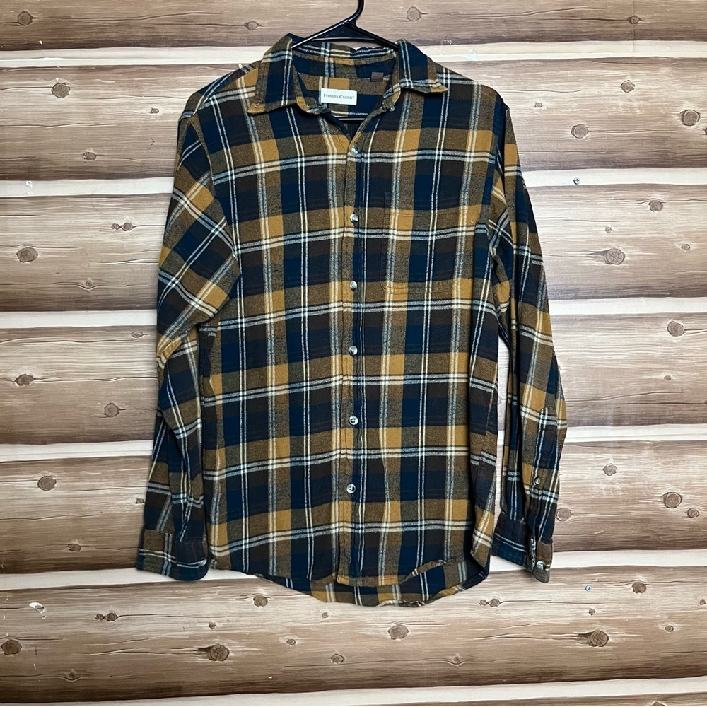 Hobbs creek men long sleeve bottoms down‎ brown plaid shirt size small